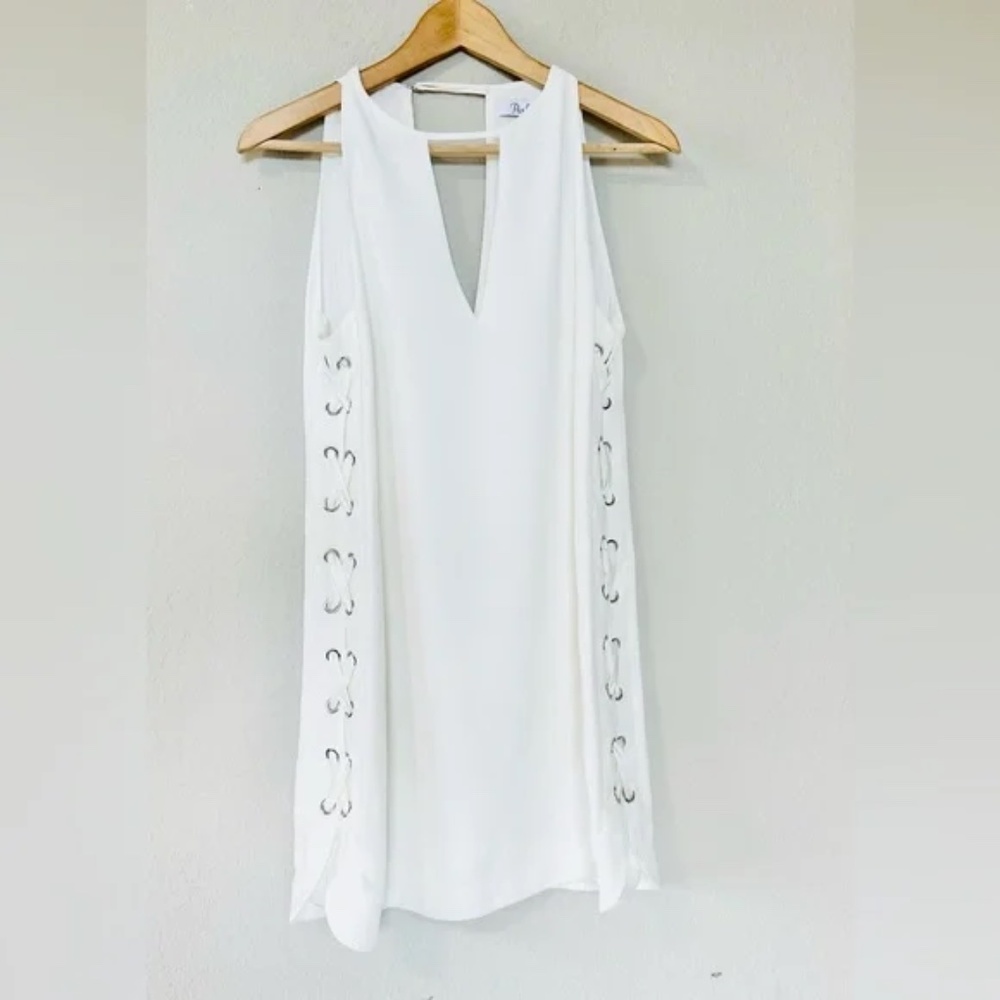 Parker Riviera Lace-Up Sides White Dress Keyhole Neck - Picture 6 of 15